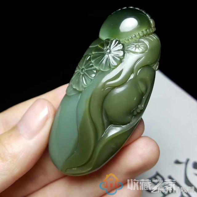 籽合玉器！和田玉俄罗斯碧玉猫眼玉贵人挂件！